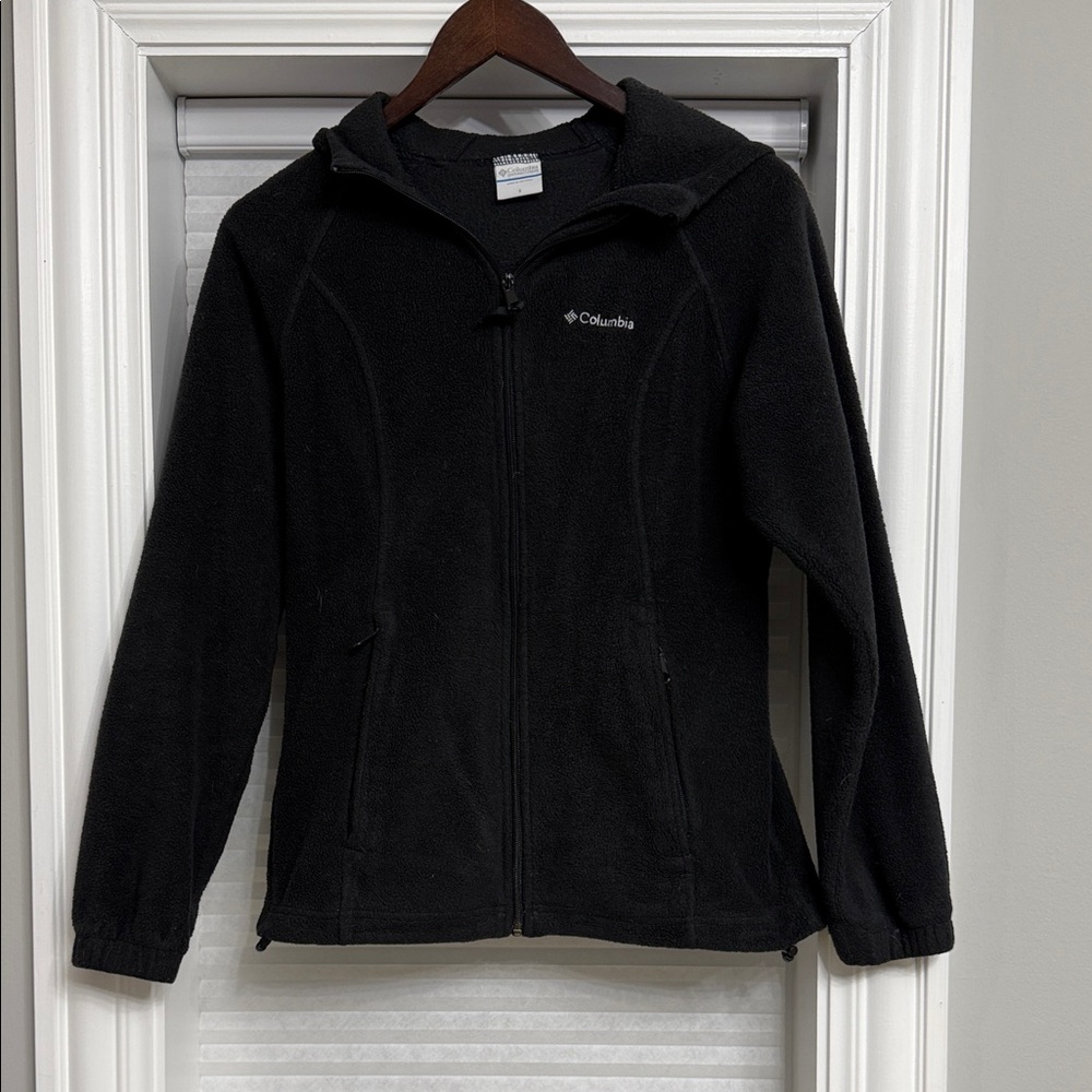 Columbia Black Full-Zip Fleece Hooded Jacket